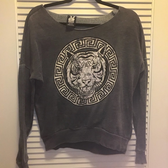 karma nation Sweaters - TIGER INSPIRED VERSACE SWEATSHIRT OFF SHOULDER